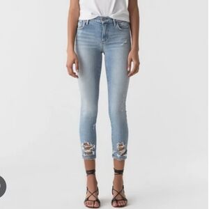 Agolde SOPHIE crop Jeans Women's Light Blue Distressed Denim